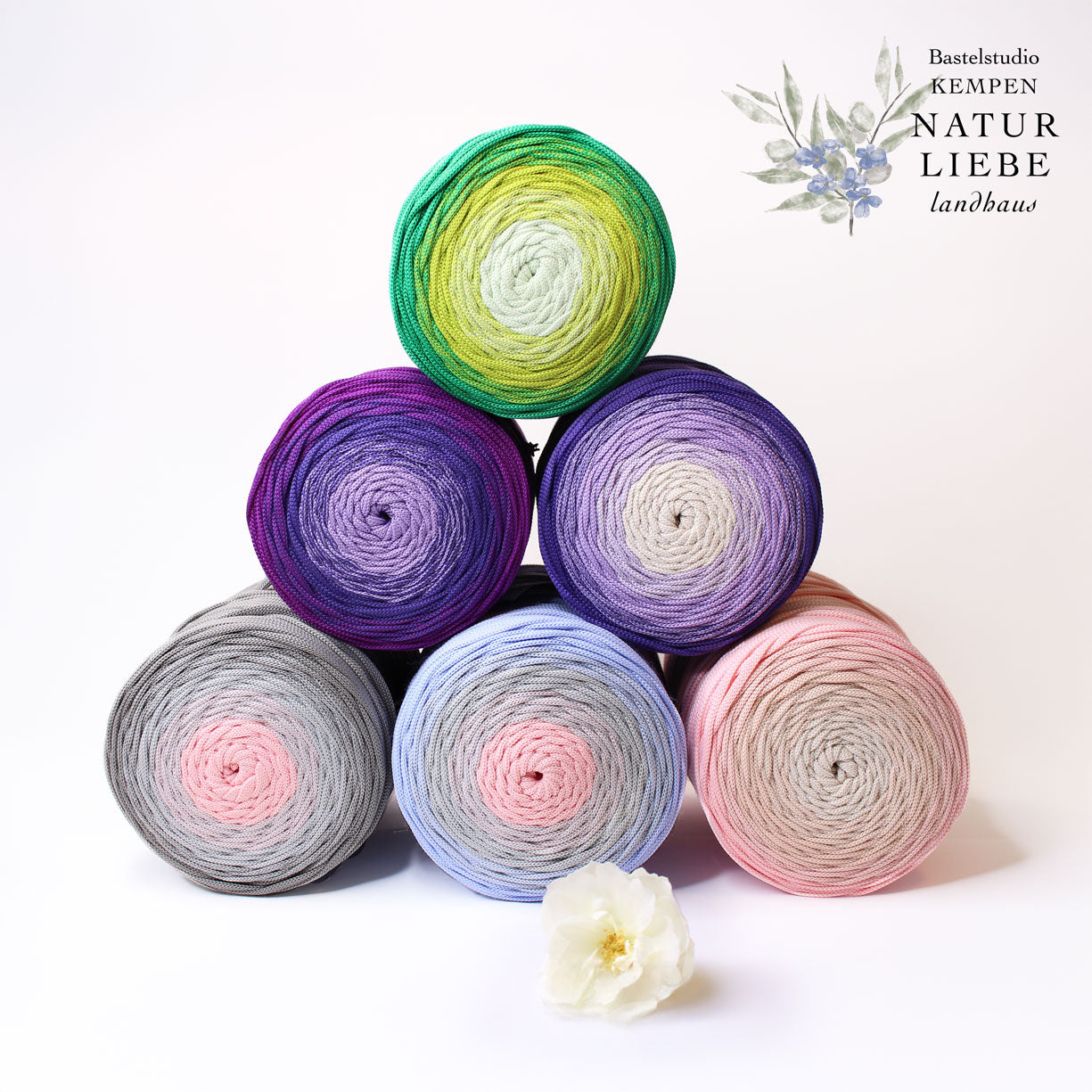 Polyestergarn | Ombre mit Farbverlauf | Stärke 3 mm | Länge 260 Meter | Verschiedene Farben