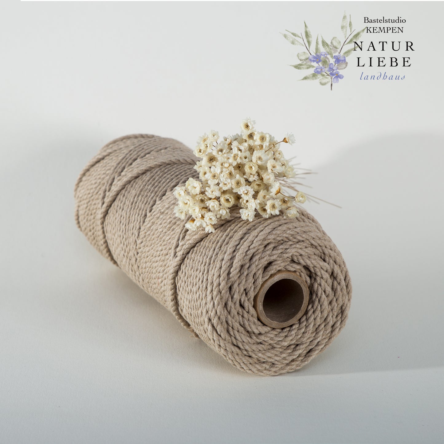 Makramee Garn | 100% Baumwolle | Stärke 3 mm, dreifach gezwirnt | 3Ply | Länge bis 350 Meter | Verschiedene Farben