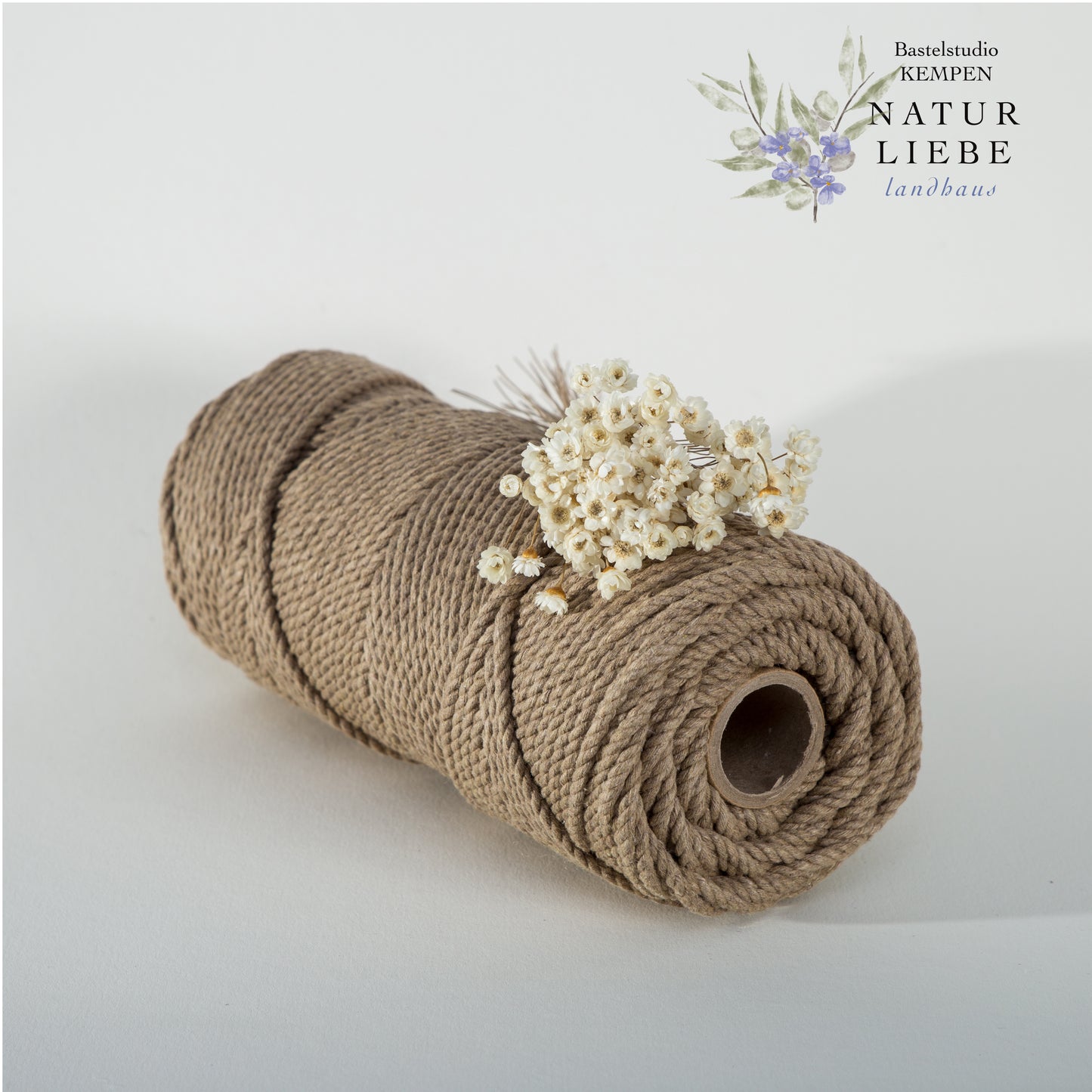 Makramee Garn | 100% Baumwolle | Stärke 3 mm, dreifach gezwirnt | 3Ply | Länge bis 350 Meter | Verschiedene Farben