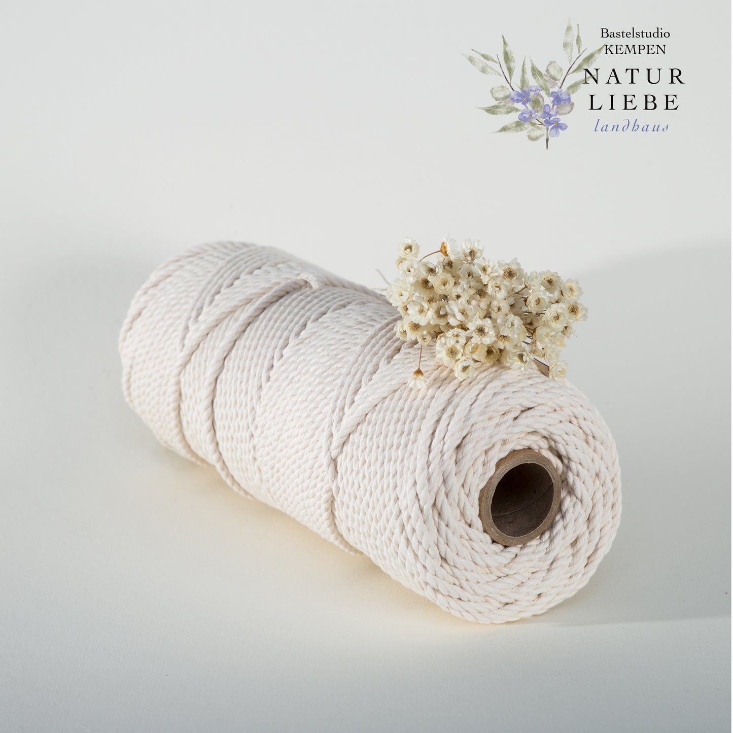 Makramee Garn | 100% Baumwolle | Stärke 3 mm, dreifach gezwirnt | 3Ply | Länge bis 350 Meter | Verschiedene Farben