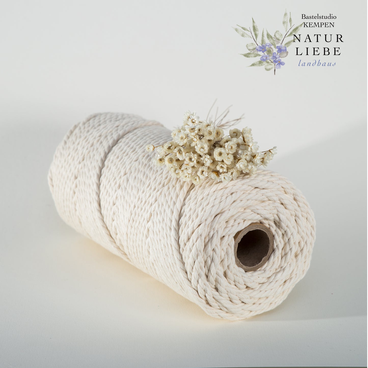 Makramee Garn | 100% Baumwolle | Stärke 3 mm, dreifach gezwirnt | 3Ply | Länge bis 350 Meter | Verschiedene Farben