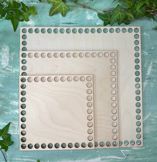 Knüpfvorlage | Häkelboden Holz, Korbboden | Quadrat | Verschiedene Größen