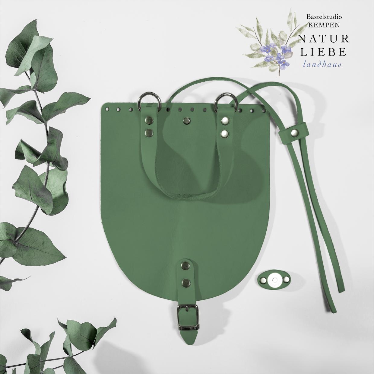 Leder-Rucksackklappe | 23 x 19,50 cm | Mit Kordelzug und Magnetverschluss | DIY Zubehör für handgemachte Taschen