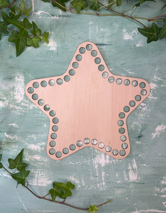 Knüpfvorlage | Häkelboden Holz, Korbboden | Herz- und Stern-Form