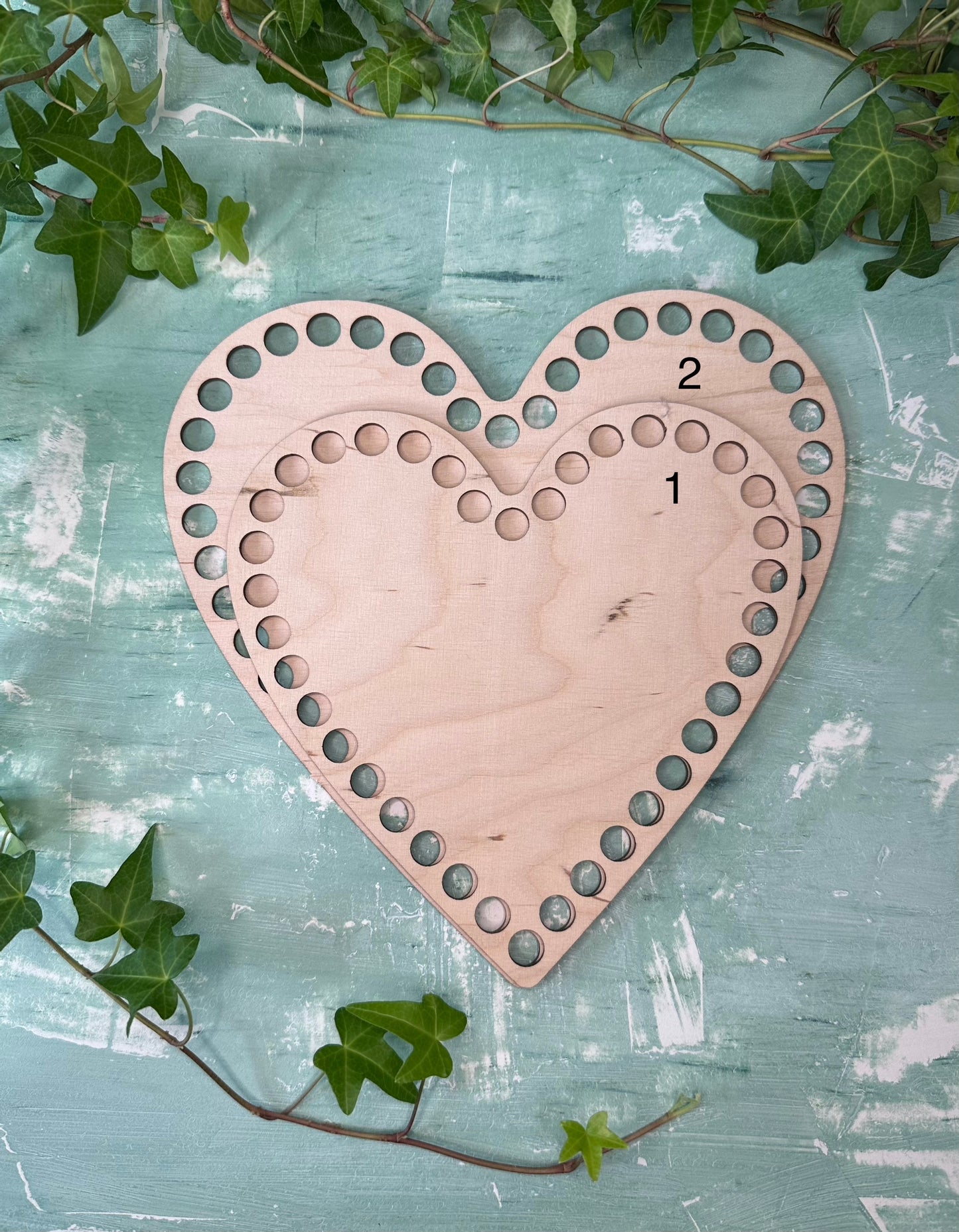 Knüpfvorlage | Häkelboden Holz, Korbboden | Herz- und Stern-Form