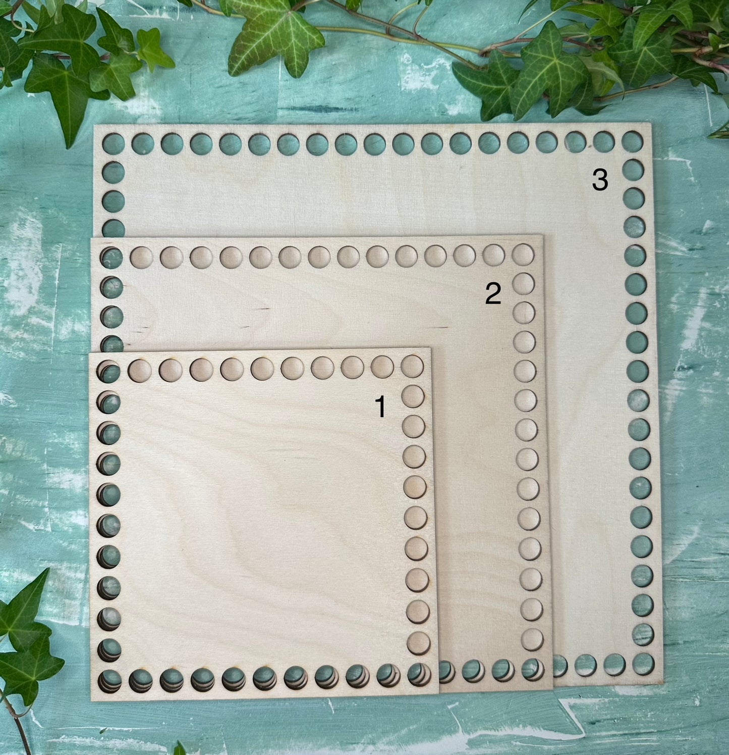 Knüpfvorlage | Häkelboden Holz, Korbboden | Quadrat | Verschiedene Größen