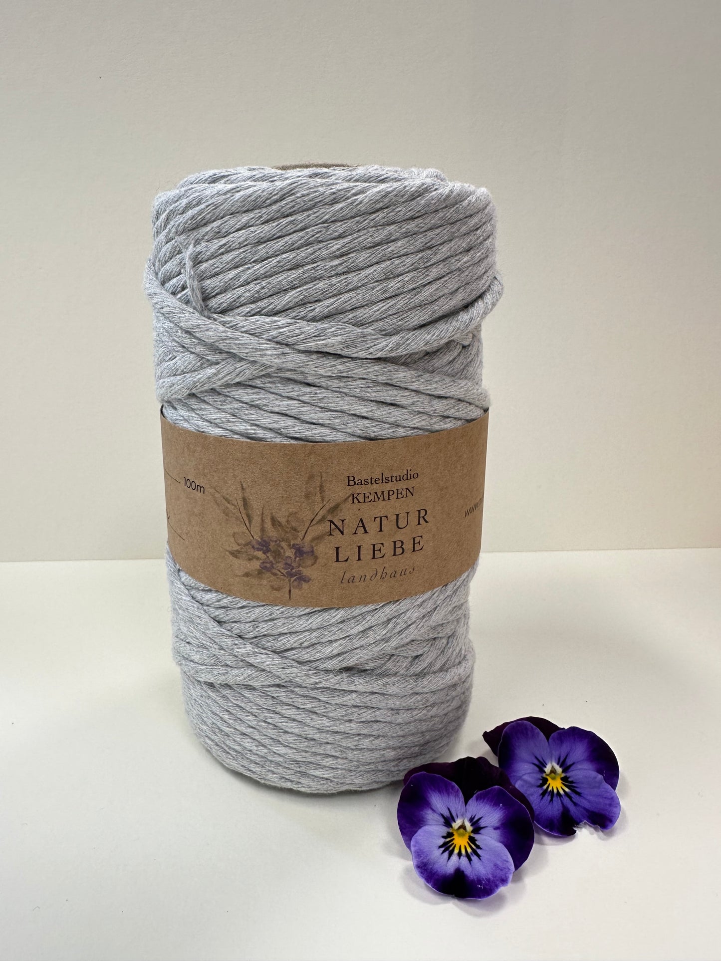 Makramee Garn | 100% Baumwolle | Stärke 5 mm, gezwirnt | Länge bis 100 Meter | Verschiedene Farben