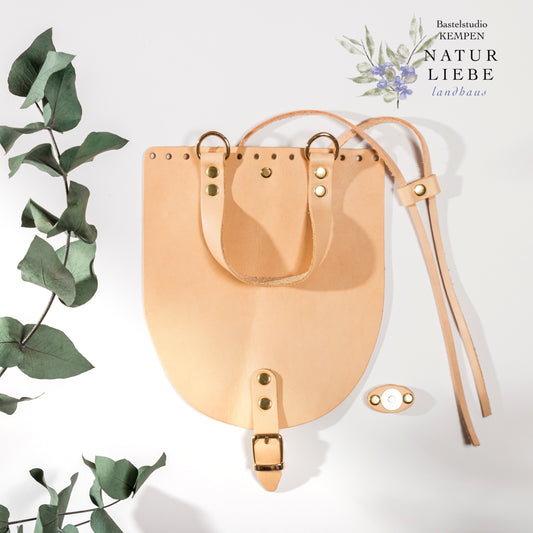 Leder-Rucksackklappe | 23 x 19,50 cm | Mit Kordelzug und Magnetverschluss | DIY Zubehör für handgemachte Taschen