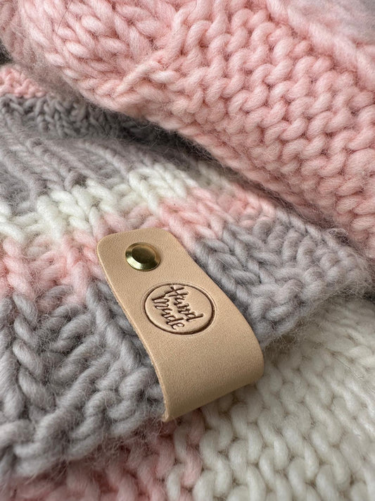 10x Label aus Leder "Handmade" | Naturleder Etikett | Mit Schrauben | Verschiedene Designs