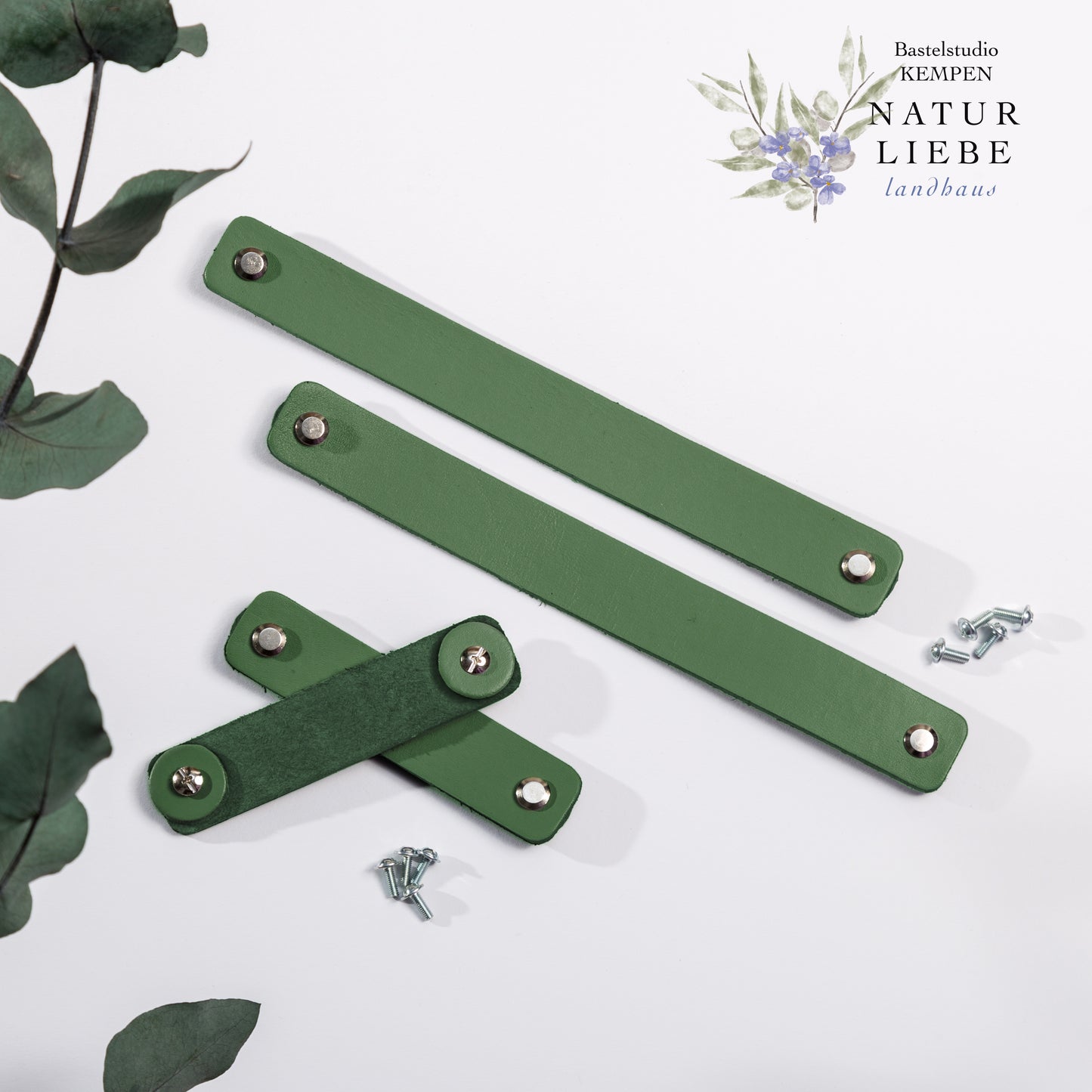 Ledergriff / -henkel | Mit Schrauben | 200 x 22 mm | Für Taschen und Körbe