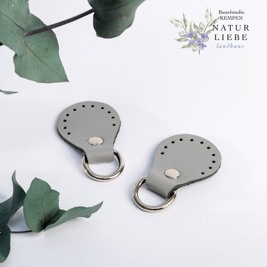 Befestigungslasche aus Leder | Mit Metallringen | 50 mm | Farbe Gold