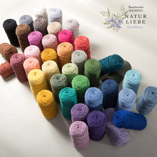 Makramee Garn KAKTUS | 100% Baumwolle | Stärke 3 mm, geflochten | Länge 100 Meter | Verschiedene Farben