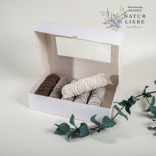 Makramee Garn Set KAKTUS | Stärke 3 mm, geflochten | Länge 25 Meter | 6 Farben
