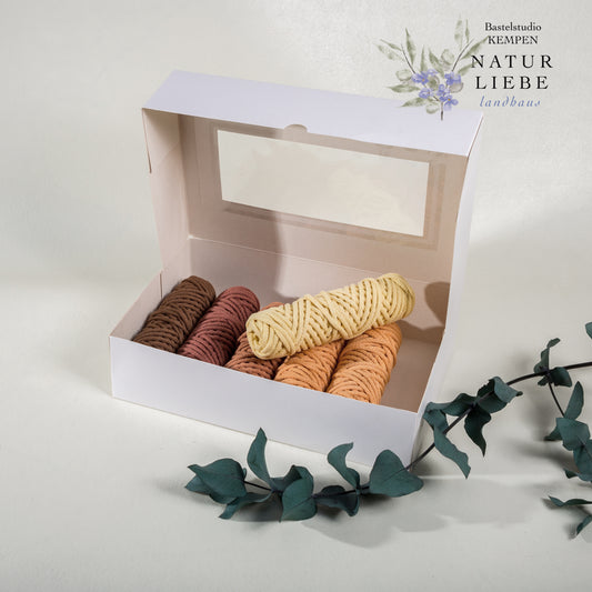 Makramee Garn Set KAKTUS | Stärke 3 mm, geflochten | Länge 25 Meter | 6 Farben