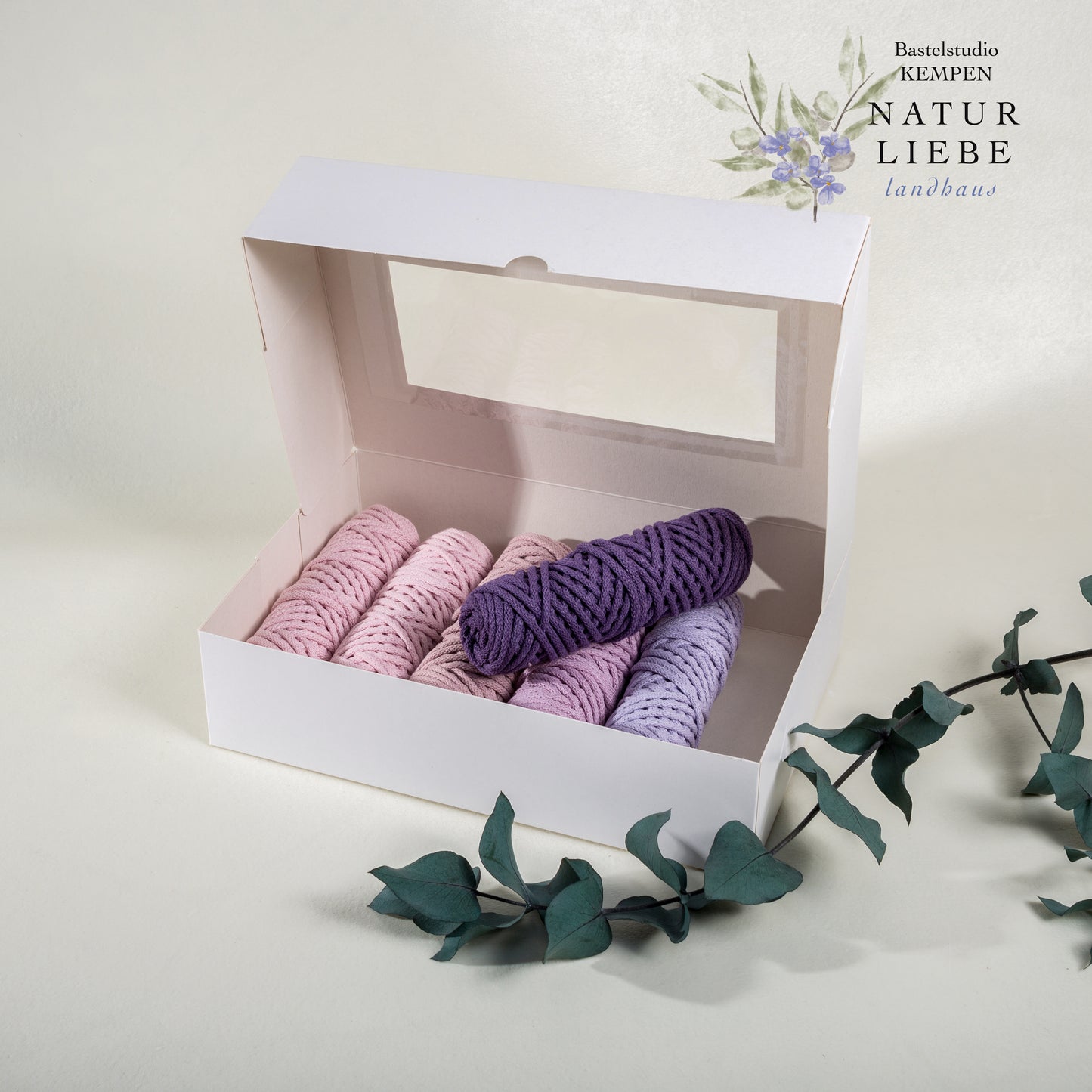 Makramee Garn Set KAKTUS | Stärke 3 mm, geflochten | Länge 25 Meter | 6 Farben