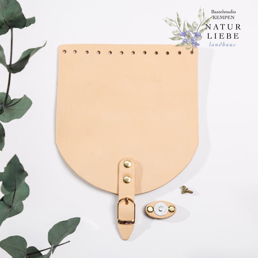 Taschenklappe aus Leder | Mit Magnetverschluss | 18 x 20 cm