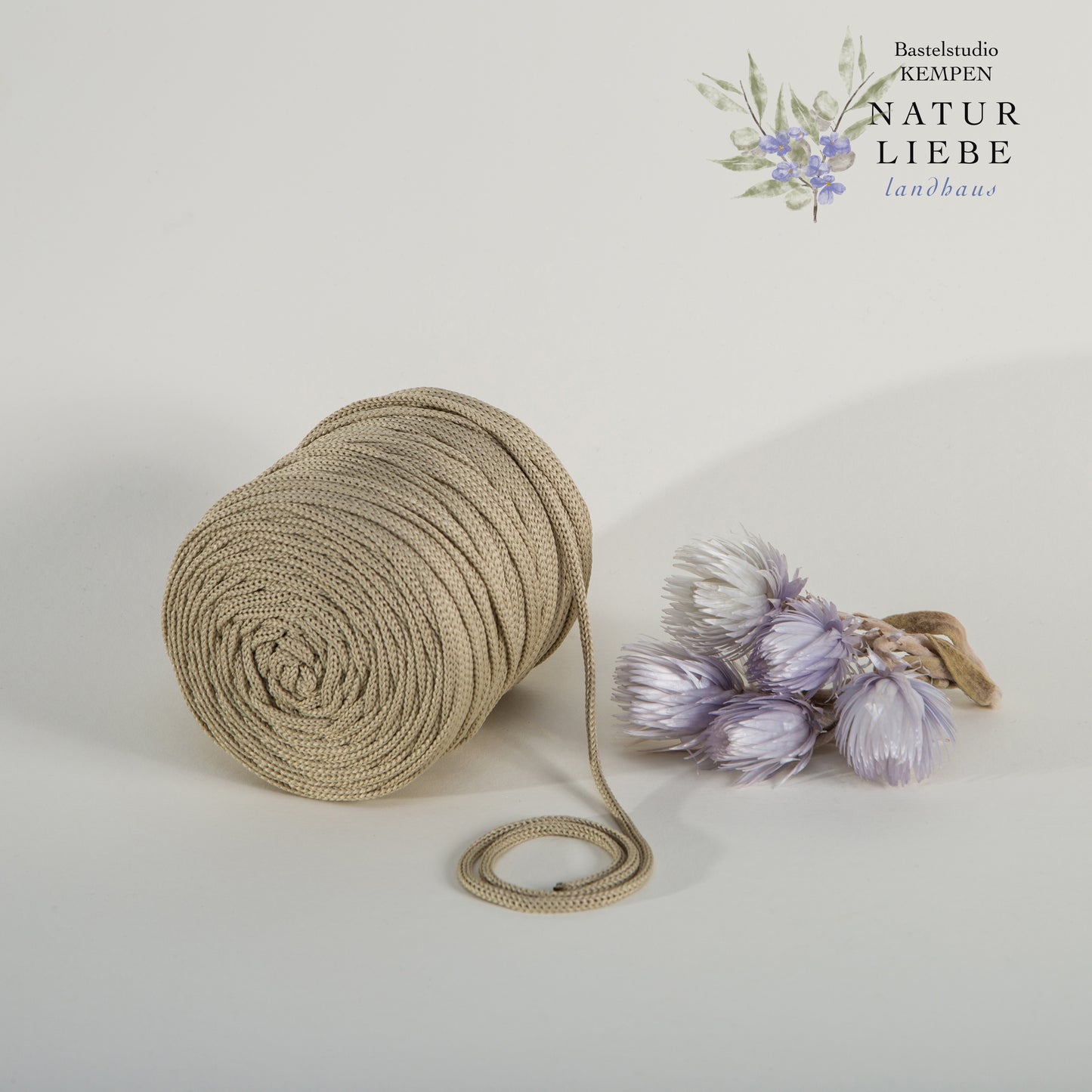 Makramee Garn | 100% Polyester | Stärke 3 mm, geflochten | Länge 100 Meter | Verschiedene Farben | OEKO-TEX zertifiziert