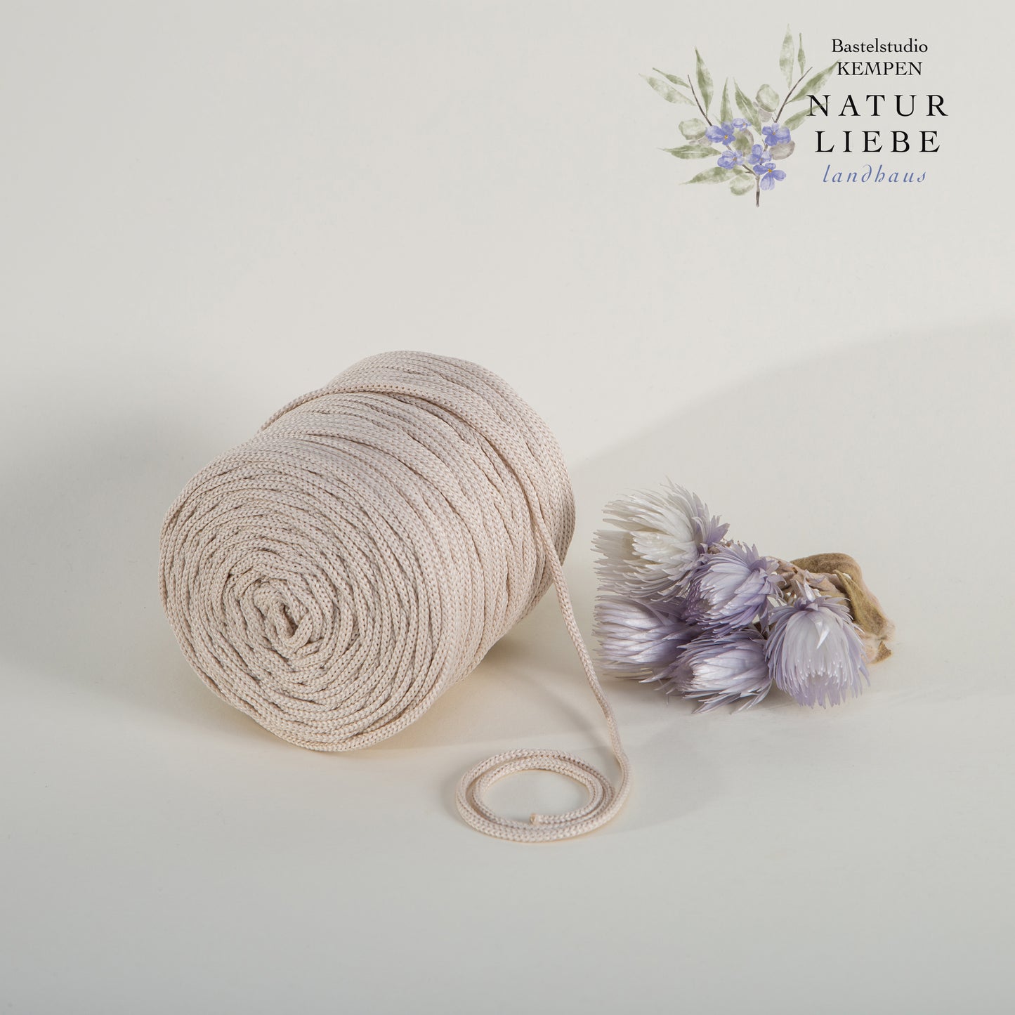 Makramee Garn | 100% Polyester | Stärke 3 mm, geflochten | Länge 100 Meter | Verschiedene Farben | OEKO-TEX zertifiziert