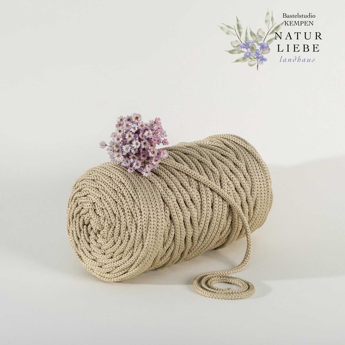 Makramee Garn | 100% Polyester | Stärke 5 mm, geflochten | Länge 100 Meter | Verschiedene Farben | OEKO-TEX zertifiziert