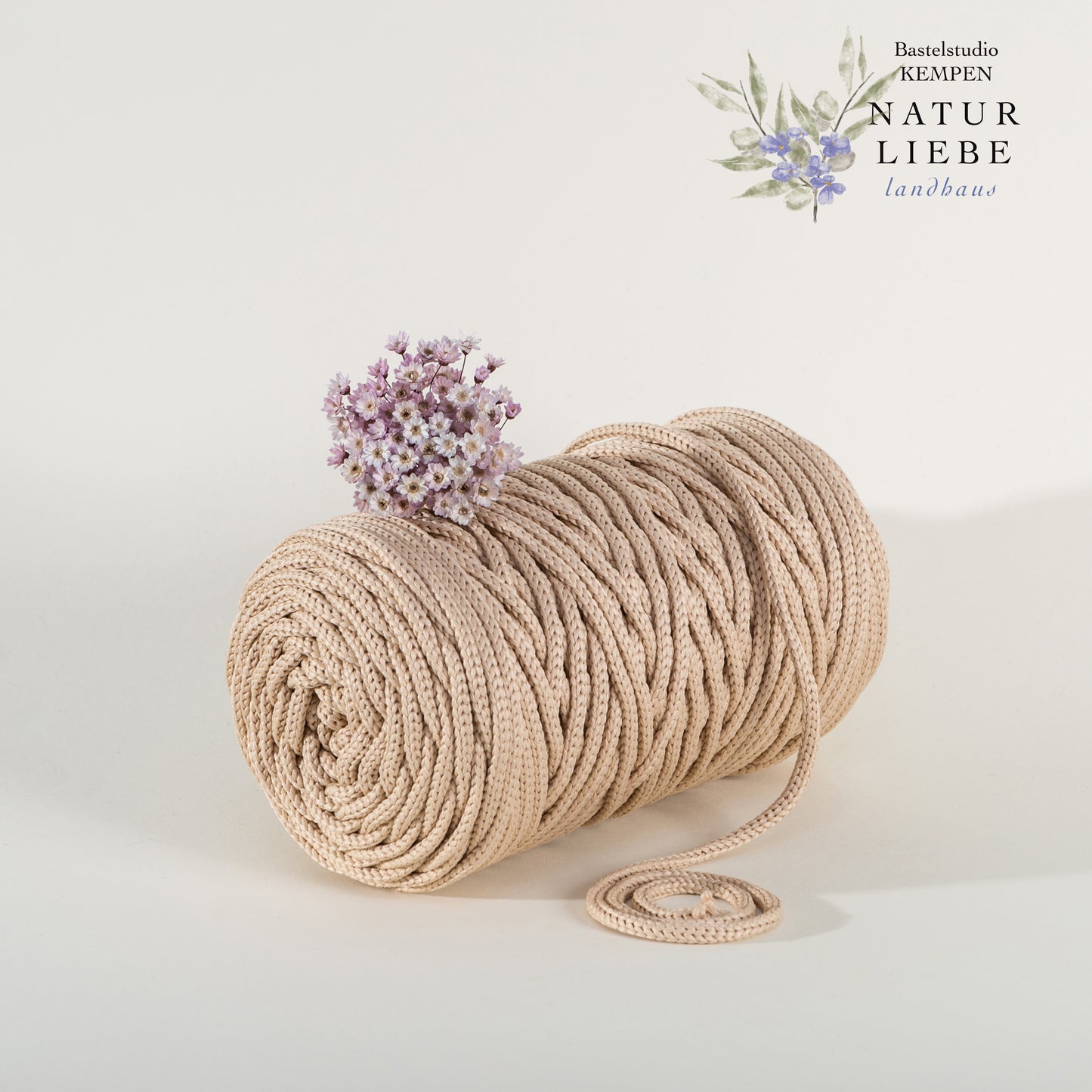 Makramee Garn | 100% Polyester | Stärke 5 mm, geflochten | Länge 100 Meter | Verschiedene Farben | OEKO-TEX zertifiziert