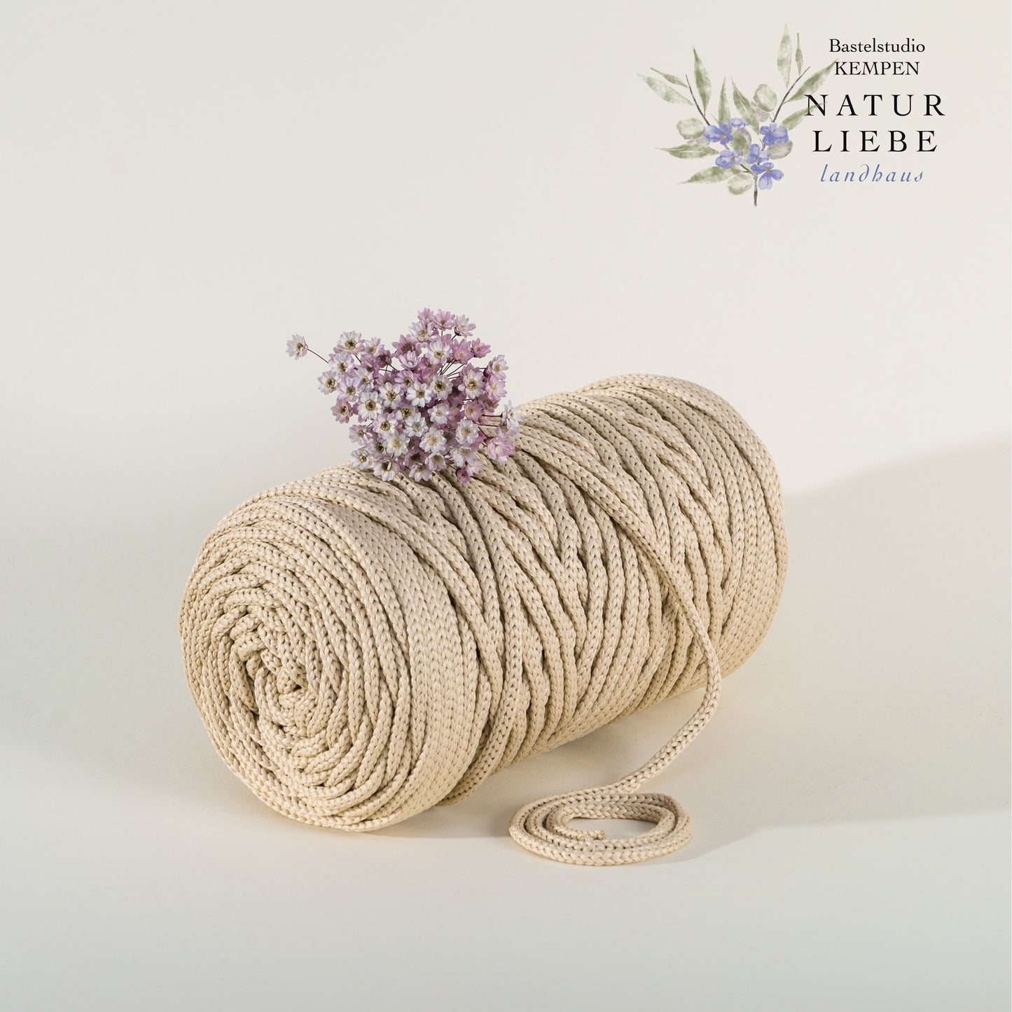 Makramee Garn | 100% Polyester | Stärke 5 mm, geflochten | Länge 100 Meter | Verschiedene Farben | OEKO-TEX zertifiziert