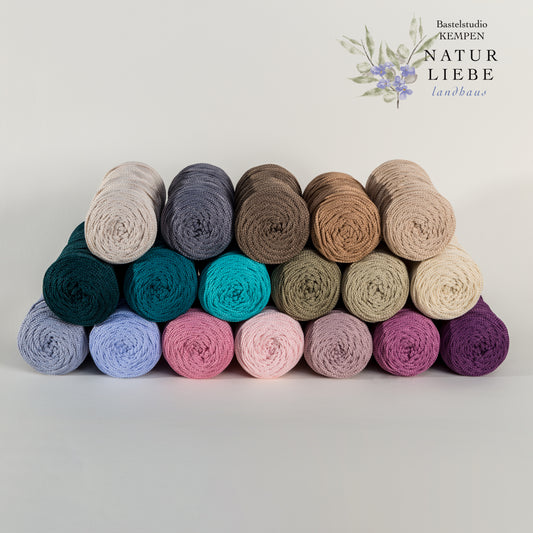 Makramee Garn | 100% Polyester | Stärke 1.5 mm, geflochten | Länge 100 Meter | Verschiedene Farben | OEKO-TEX zertifiziert