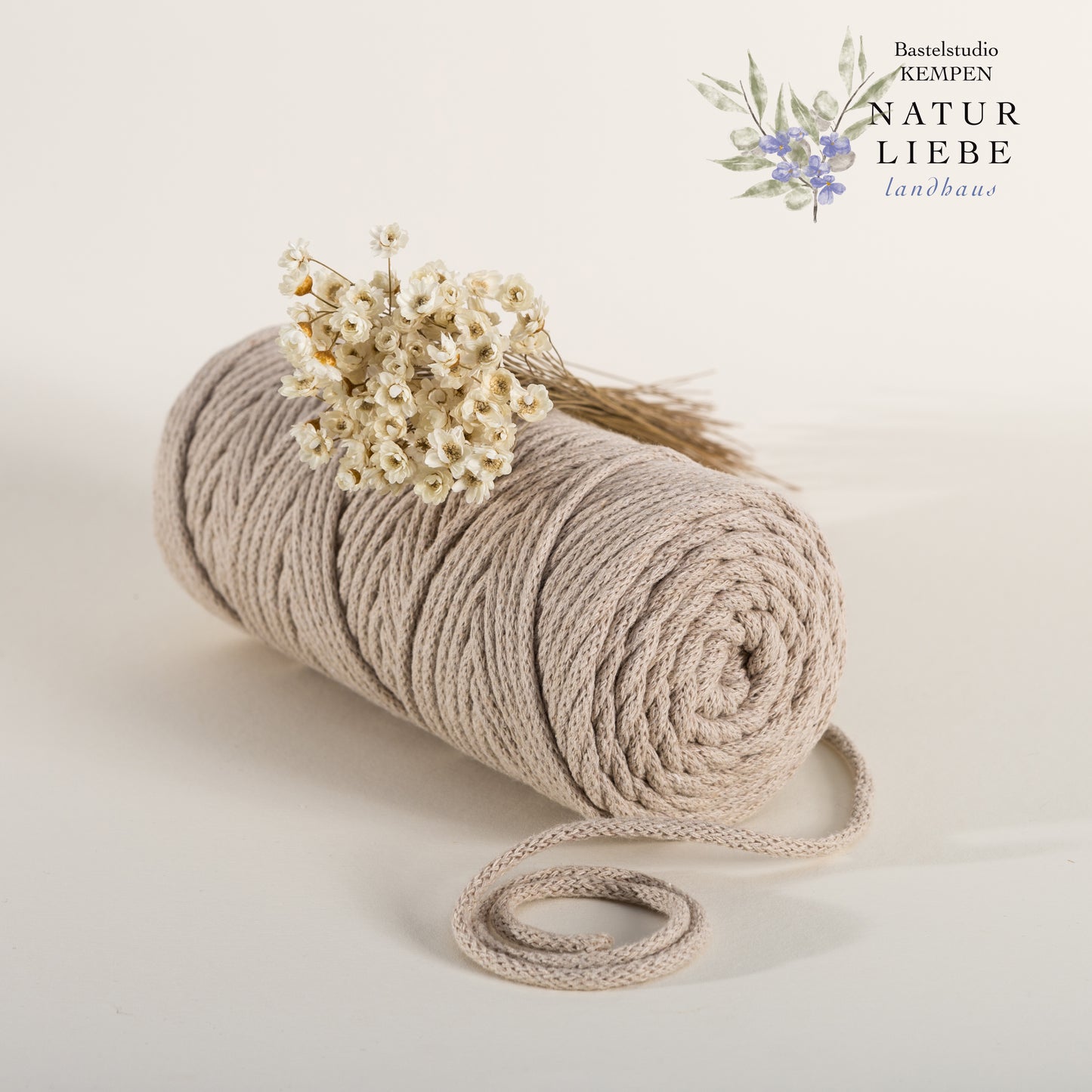 Makramee Garn PREMIUM | 100% Baumwolle | Stärke 3 mm, geflochten | Länge bis 200 Meter | Verschiedene Farben