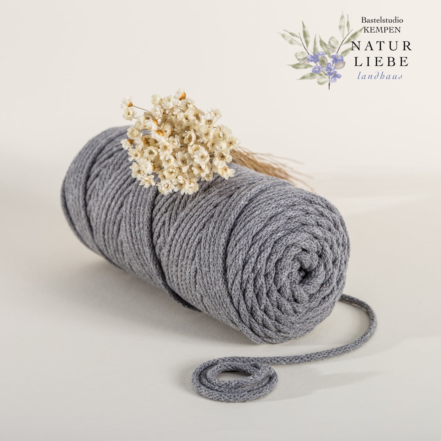 Makramee Garn PREMIUM | 100% Baumwolle | Stärke 3 mm, geflochten | Länge bis 200 Meter | Verschiedene Farben