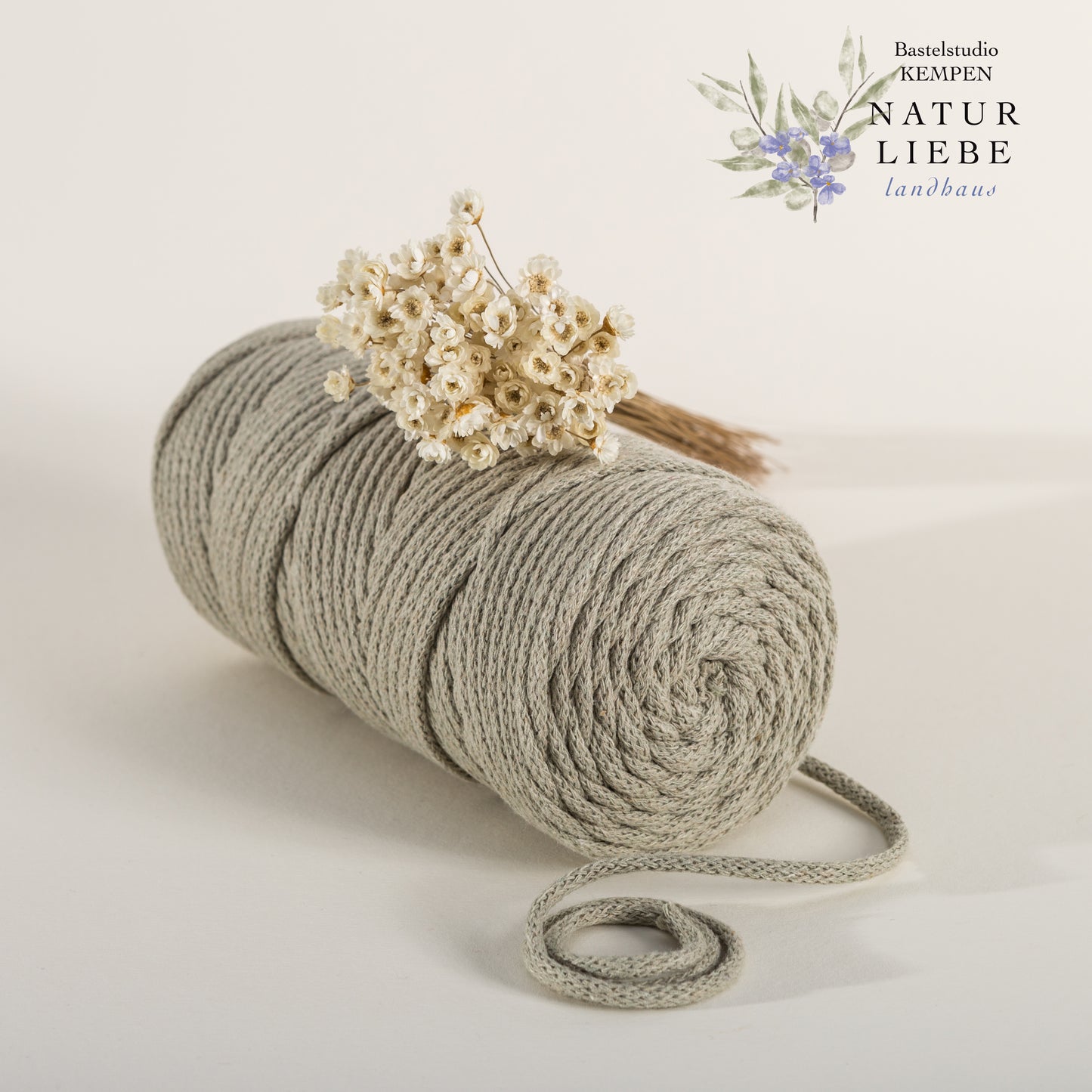 Makramee Garn PREMIUM | 100% Baumwolle | Stärke 3 mm, geflochten | Länge bis 200 Meter | Verschiedene Farben