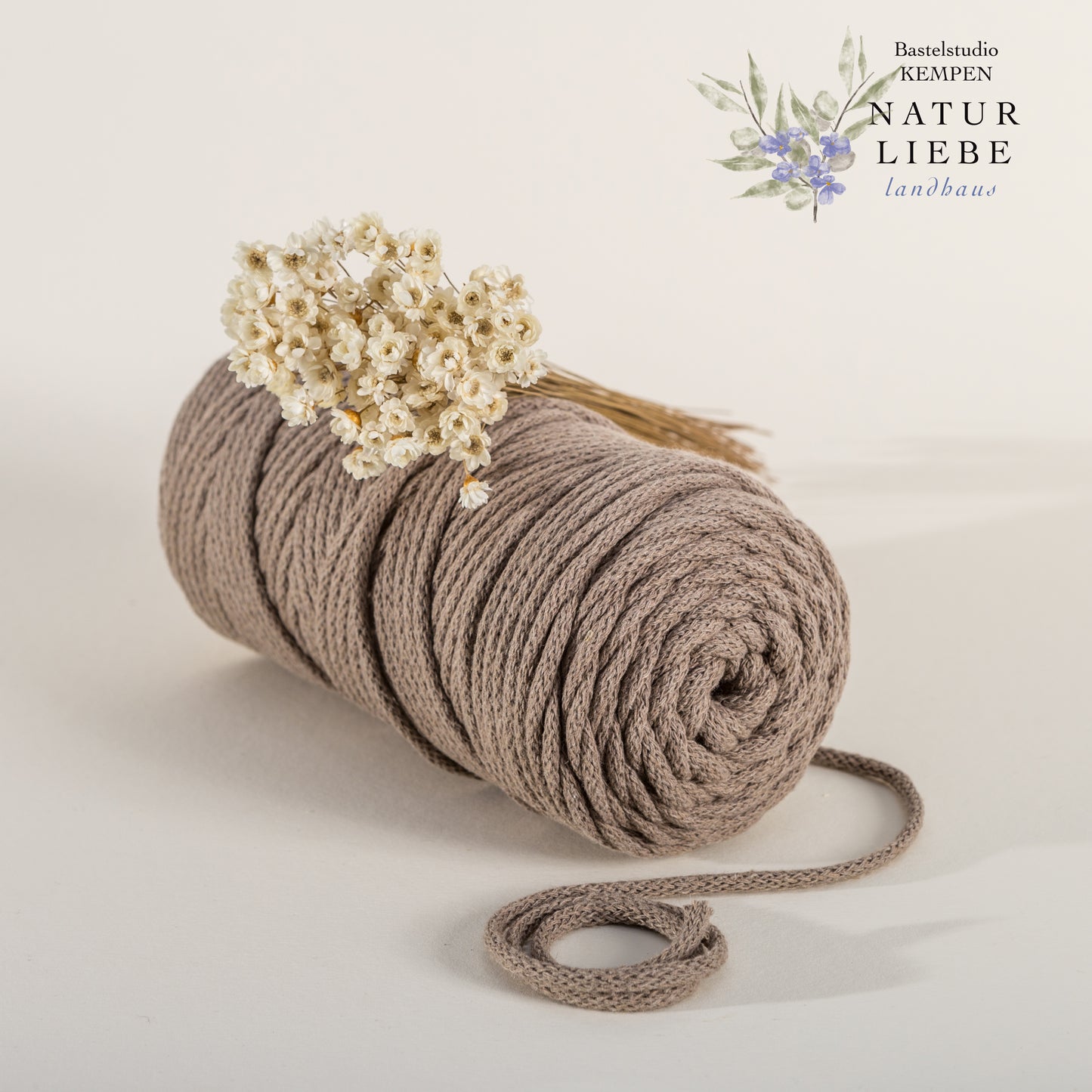 Makramee Garn PREMIUM | 100% Baumwolle | Stärke 3 mm, geflochten | Länge bis 200 Meter | Verschiedene Farben