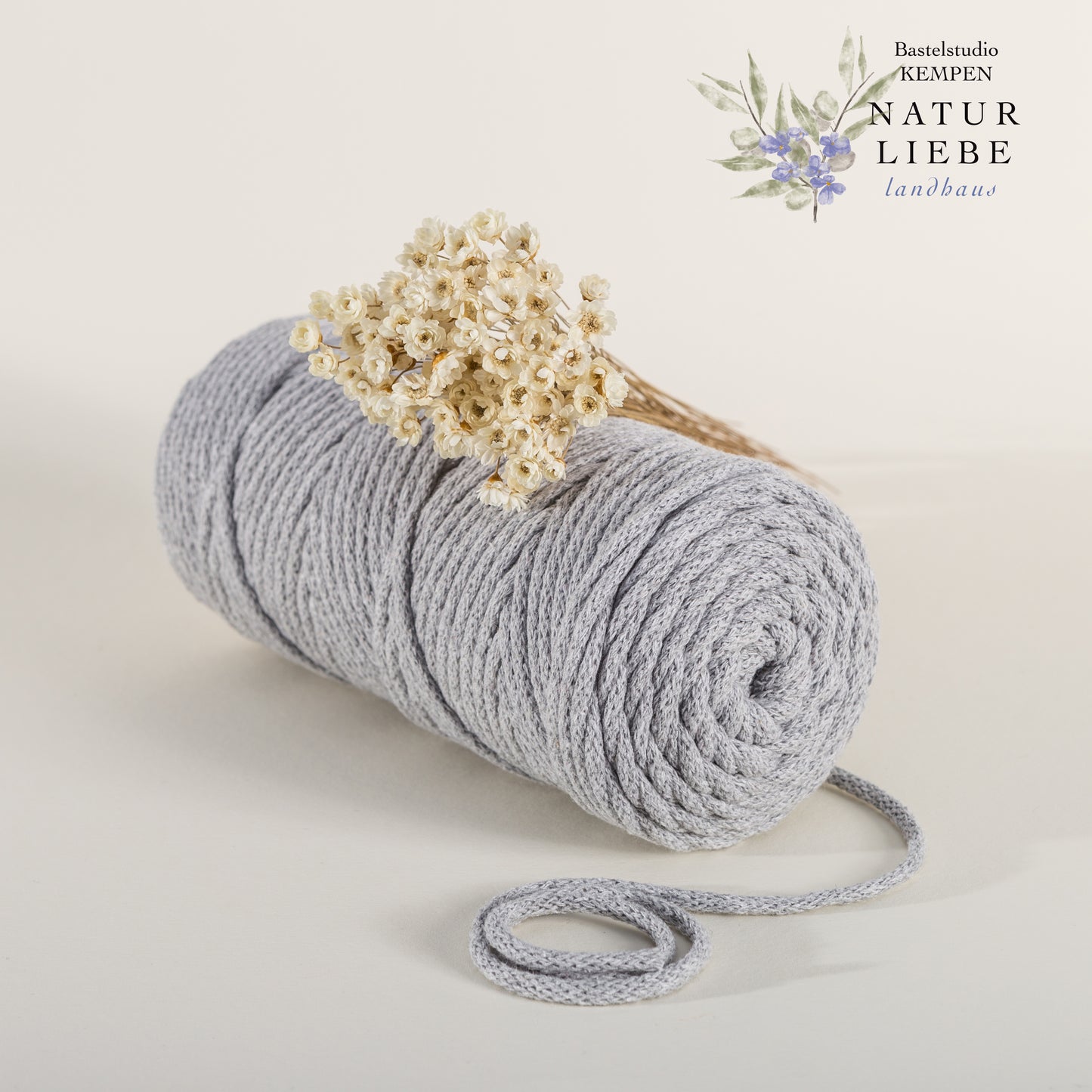 Makramee Garn PREMIUM | 100% Baumwolle | Stärke 3 mm, geflochten | Länge bis 200 Meter | Verschiedene Farben