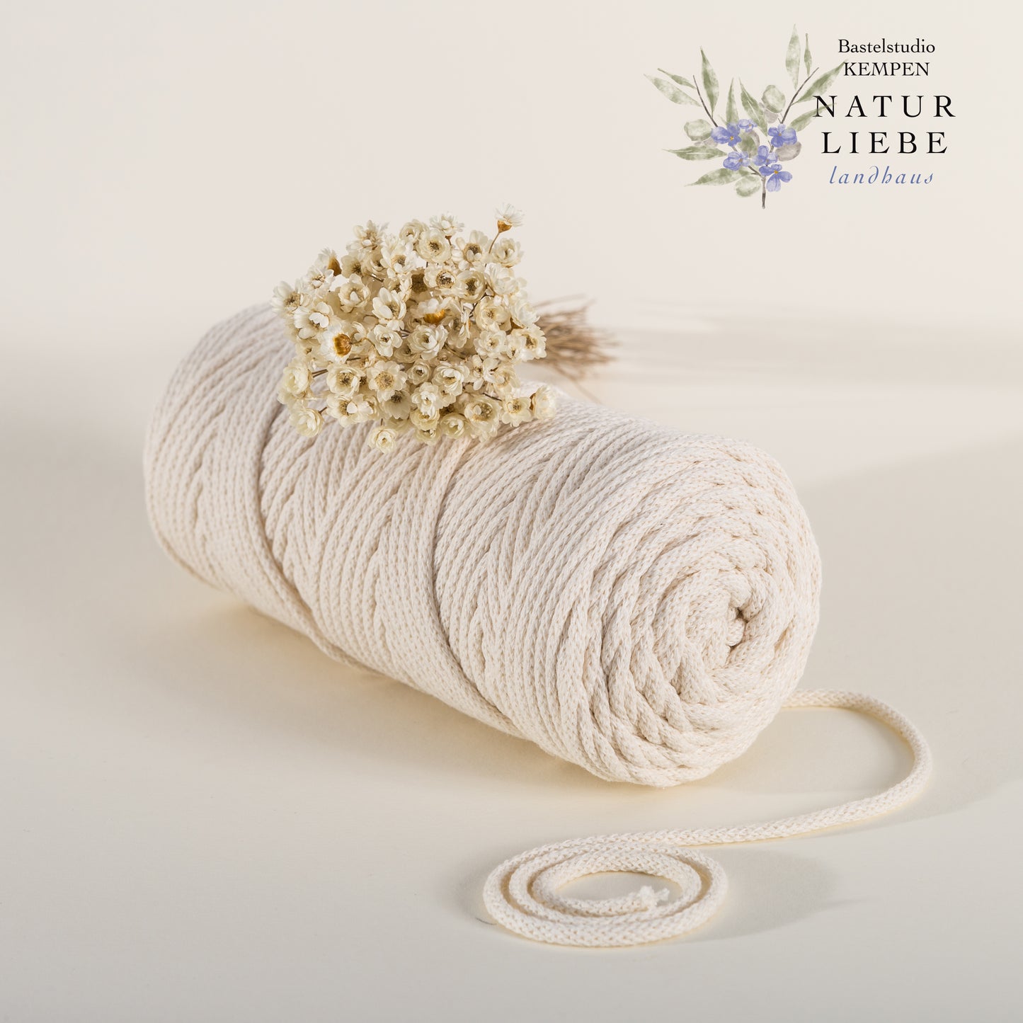 Makramee Garn PREMIUM | 100% Baumwolle | Stärke 3 mm, geflochten | Länge bis 200 Meter | Verschiedene Farben