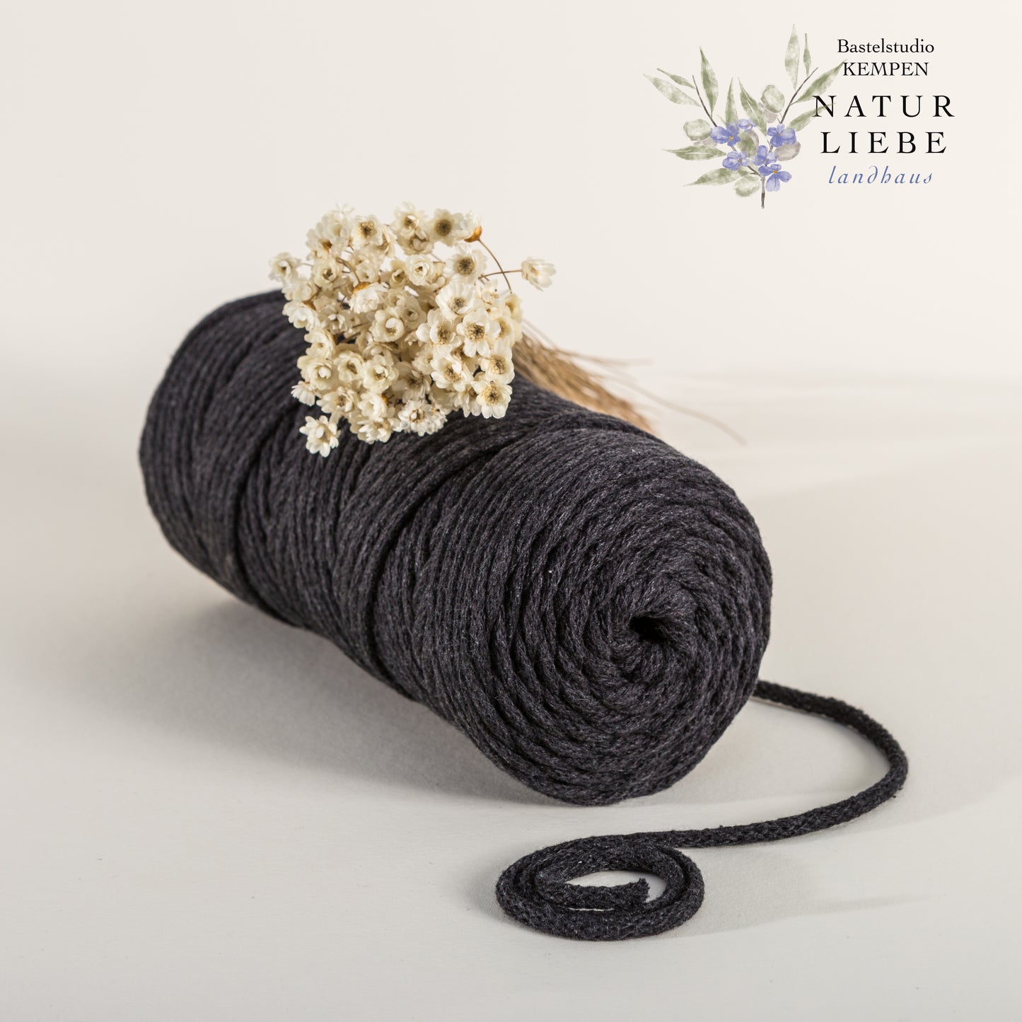 Makramee Garn PREMIUM | 100% Baumwolle | Stärke 3 mm, geflochten | Länge bis 200 Meter | Verschiedene Farben