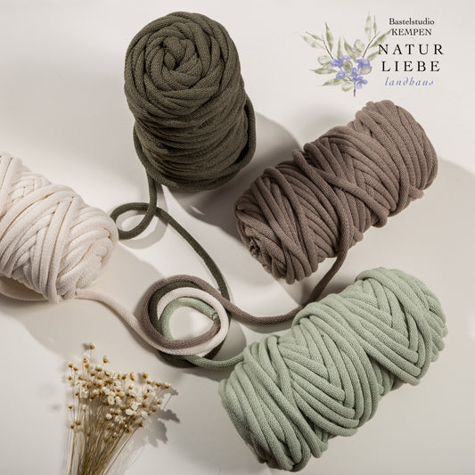Makramee Garn PREMIUM XXL | 100% Baumwolle | Stärke 9 mm, geflochten | Länge 50 Meter | Verschiedene Farben