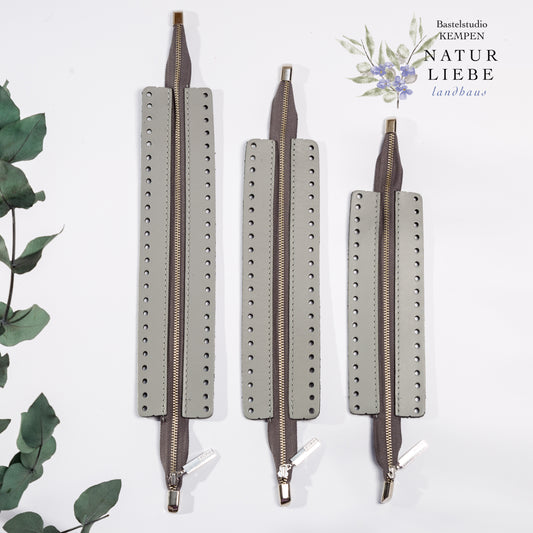 Zipper-Einsatz für Taschen aus Leder | Reißverschluss zum Annähen | 25 cm