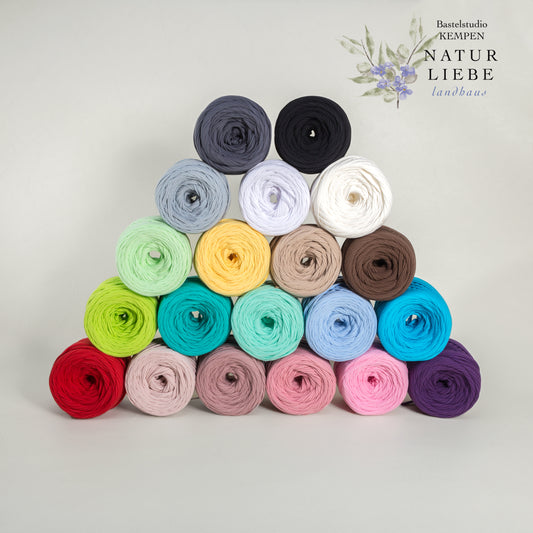 T-Shirt Garn | 100% Baumwolle | Stärke 6 mm | Länge 100 Meter | 360 Gramm | Verschiedene Farben