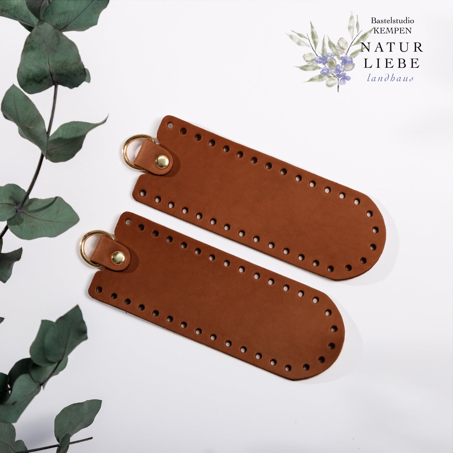 Seitenboden aus Leder | Zum Einnähen für Taschen | 190 x 70 mm | Mit Metallringen