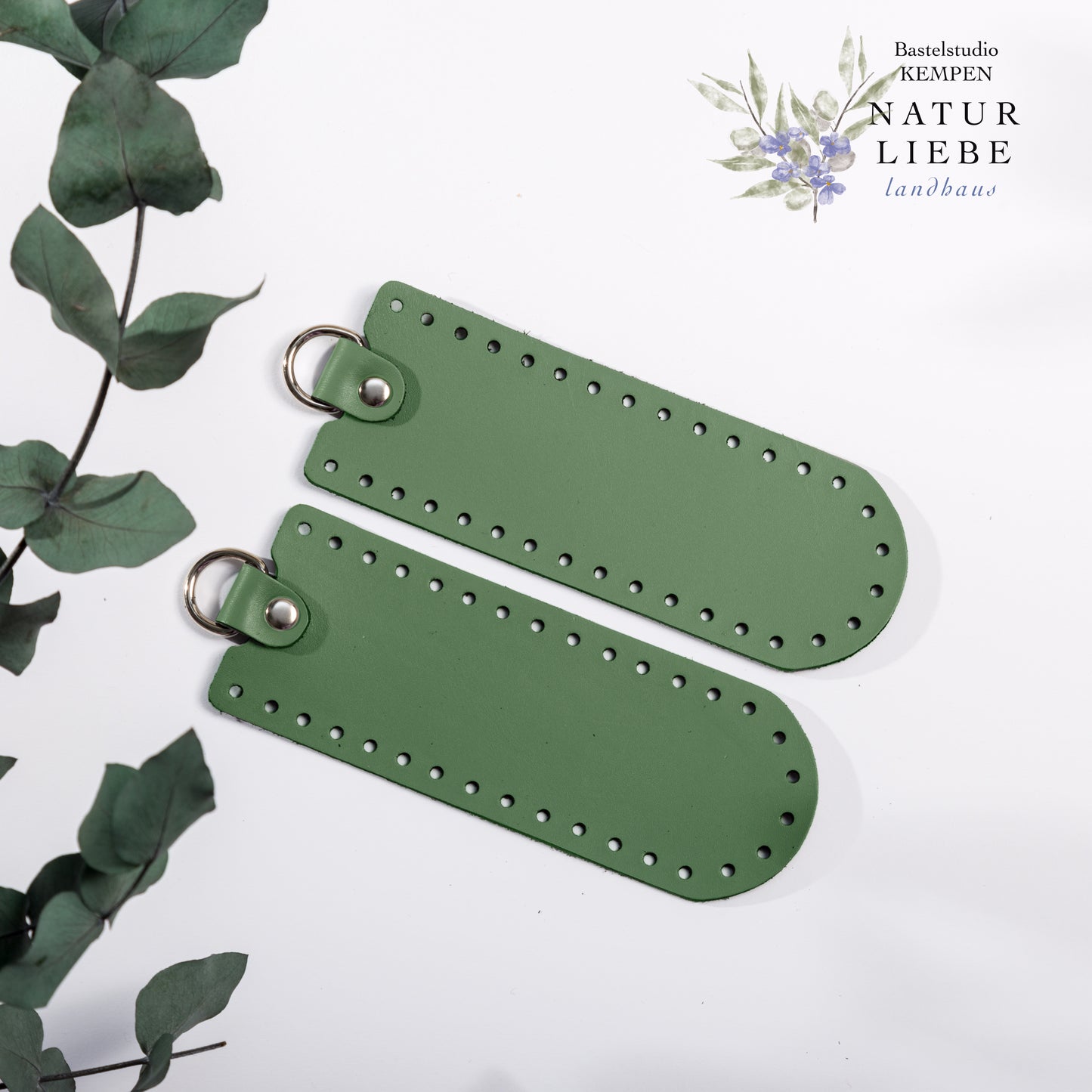 Seitenboden aus Leder | Zum Einnähen für Taschen | 190 x 70 mm | Mit Metallringen