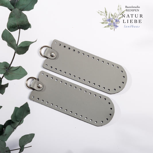 Seitenboden aus Leder | Zum Einnähen für Taschen | 190 x 70 mm | Mit Metallringen