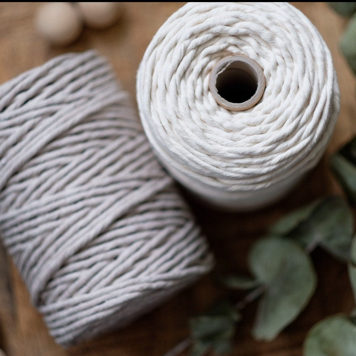 Makramee Garn | 100% Baumwolle | Stärke 5 mm, gezwirnt | Länge bis 100 Meter | Verschiedene Farben