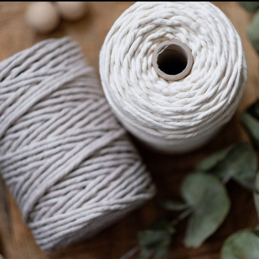 Makramee Garn | 100% Baumwolle | Stärke 5 mm, gezwirnt | Länge bis 100 Meter | Verschiedene Farben