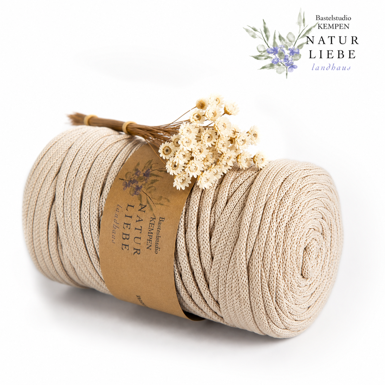 Makramee Garn | 100% Polyester | Stärke 5 mm, geflochten | Länge 100 Meter | Verschiedene Farben | OEKO-TEX zertifiziert