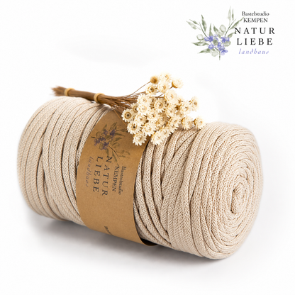 Makramee Garn | 100% Polyester | Stärke 5 mm, geflochten | Länge 100 Meter | Verschiedene Farben | OEKO-TEX zertifiziert