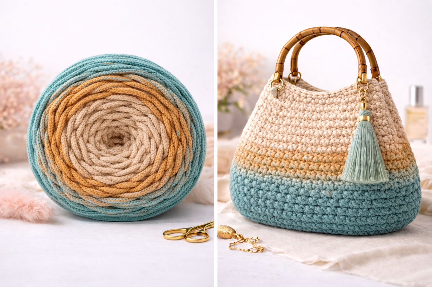 Polyestergarn | Ombre mit Farbverlauf | Stärke 3 mm | Länge 260 Meter | Verschiedene Farben