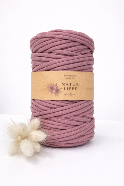 Makramee Garn Premium | 100% Baumwolle | Stärke 5 mm, geflochten | Länge 100 Meter | Verschiedene Farben