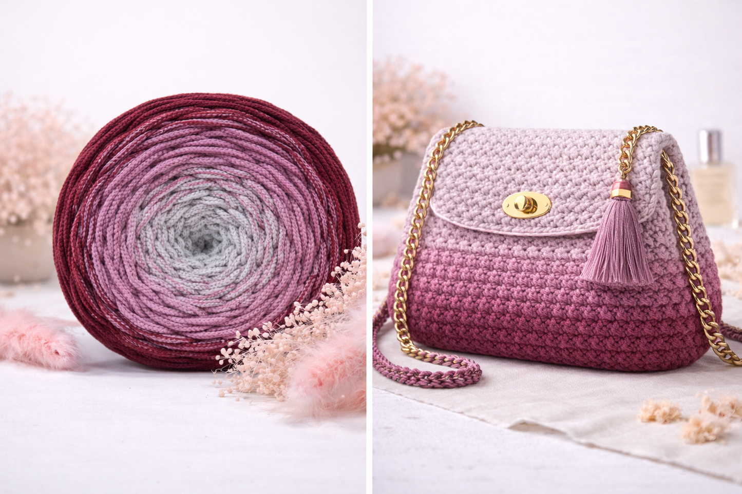 Polyestergarn | Ombre mit Farbverlauf | Stärke 3 mm | Länge 260 Meter | Verschiedene Farben