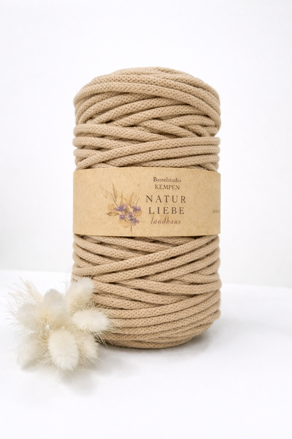 Makramee Garn Premium | 100% Baumwolle | Stärke 5 mm, geflochten | Länge 100 Meter | Verschiedene Farben