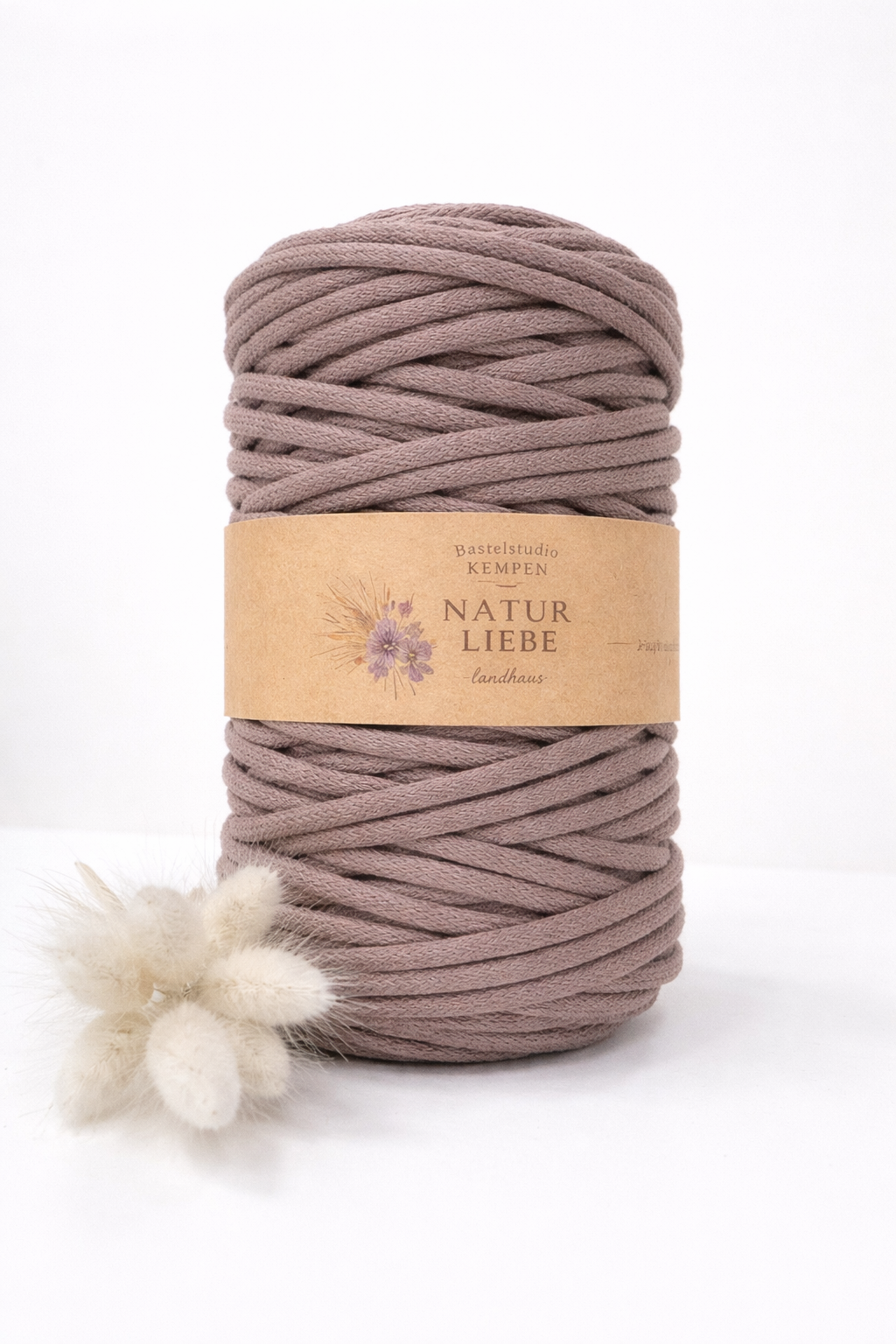 Makramee Garn Premium | 100% Baumwolle | Stärke 5 mm, geflochten | Länge 100 Meter | Verschiedene Farben