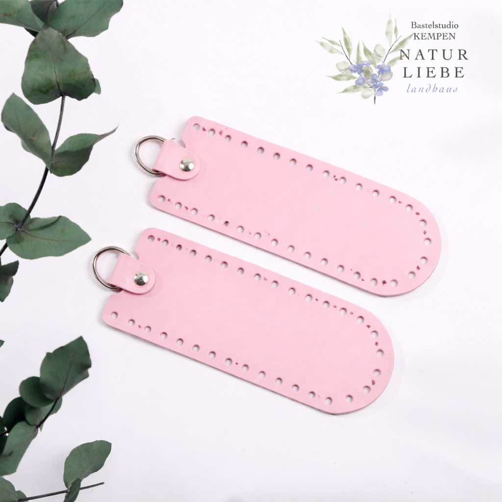 Seitenboden aus Leder | Zum Einnähen für Taschen | 190 x 70 mm | Mit Metallringen