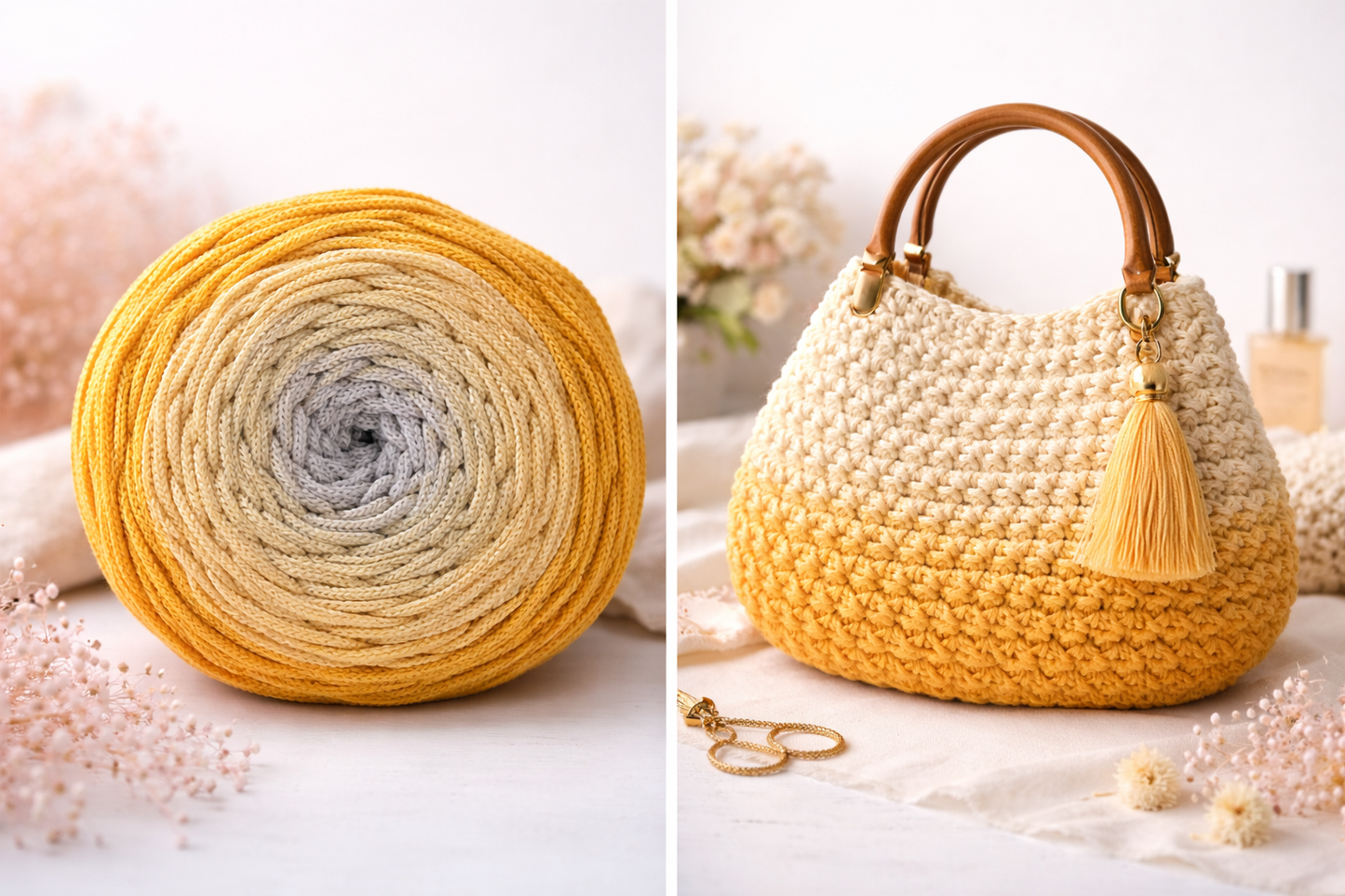 Polyestergarn | Ombre mit Farbverlauf | Stärke 3 mm | Länge 260 Meter | Verschiedene Farben